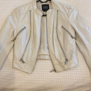 Like New bebe biker white leather jacket size XS